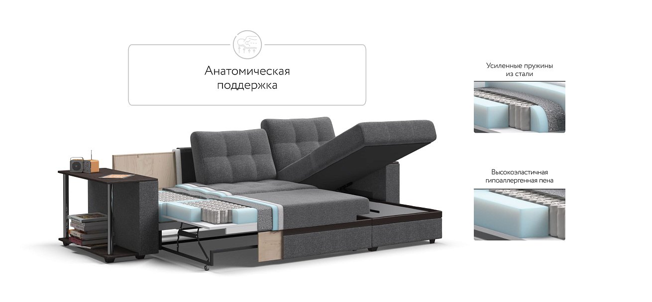 Атланта НПБ угловой диван Рогожка Мальмо серый — купить в Озерце