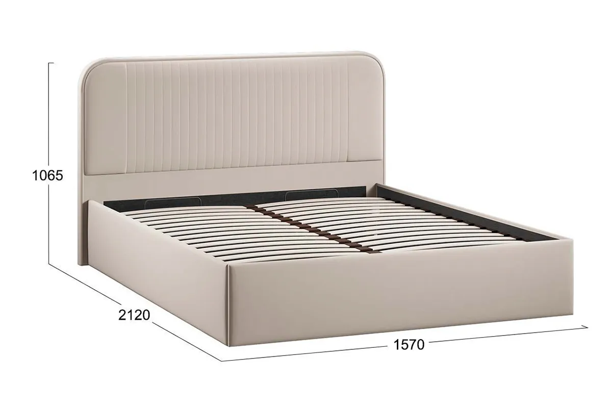 Кровать Тиффани c подъемным механизмом Тип 1 и заглушиной 140х200 (Велюр / Confetti Cream) - купить в Озерце