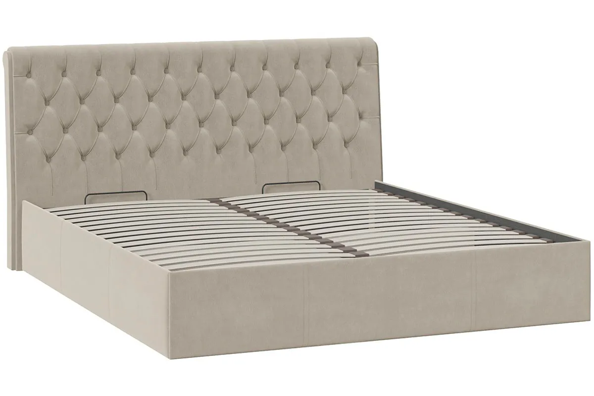 Кровать двойная Скарлет универсальная 180х200 с ПМ Тип 1 (Велюр/Мокко светлый) - купить в Озерце