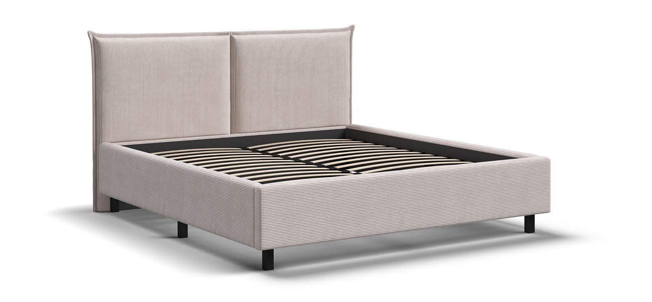 Кровать ЛЕО 160 Вельвет CORD бежевая - купить в Озерце