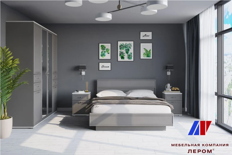Готовый комплект для спальни СК-1005-СЯ-СО (Снежный Ясень/Серый Оникс) - купить в Озерце