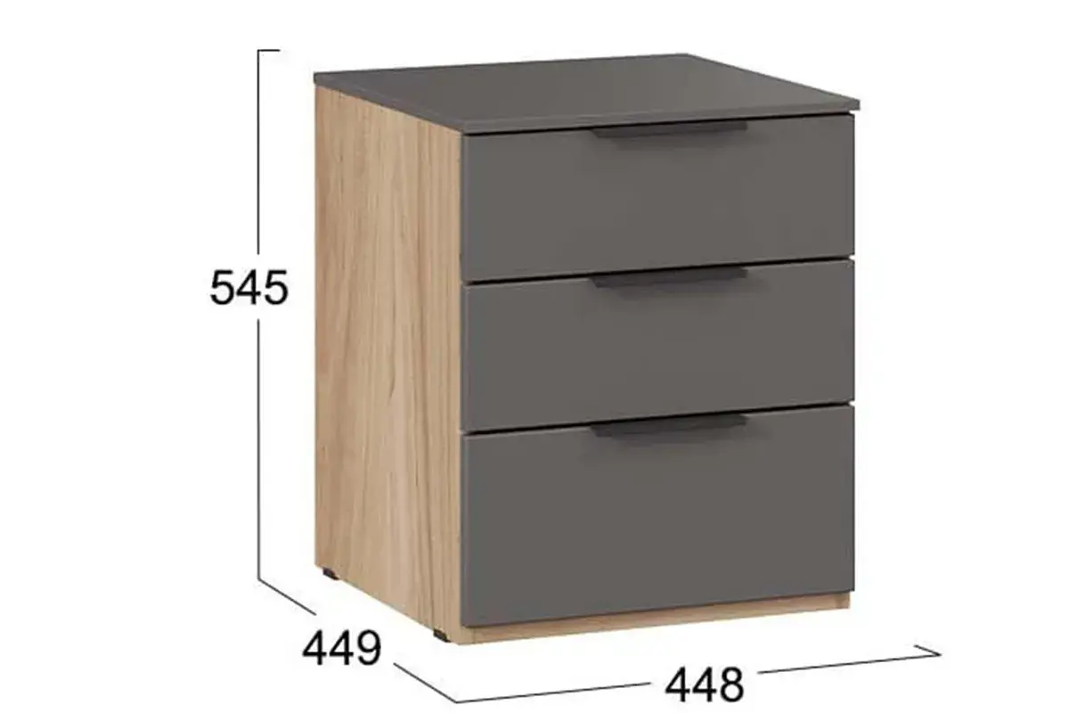 Тумба прикроватная Порто ТД-393.03.01 (Яблоня Беллуно/Графит софт) — Мебель-центр Озерцо