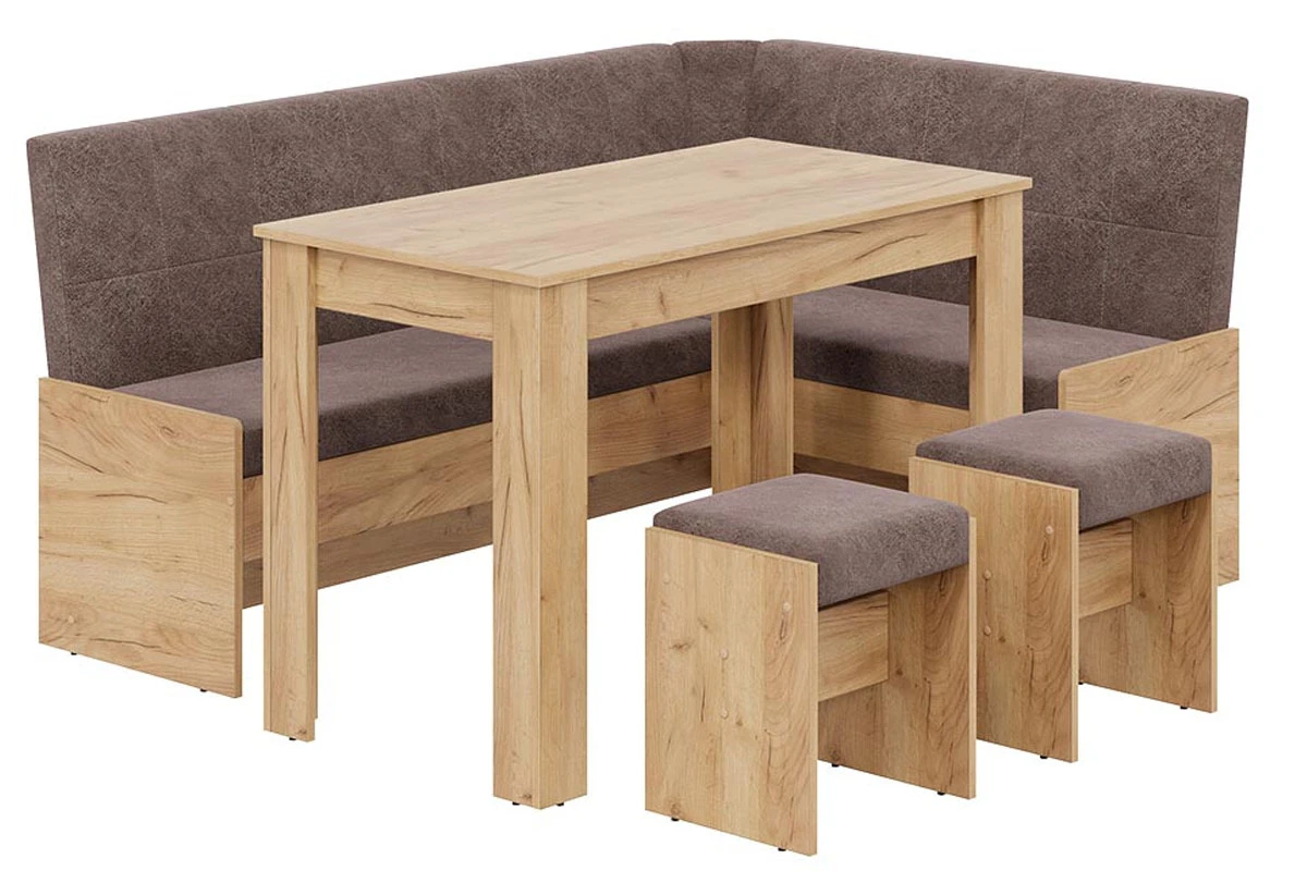 Кухонный уголок Пекин (Дуб крафт золотой/Микровелюр Duna Stone) - купить в Озерце