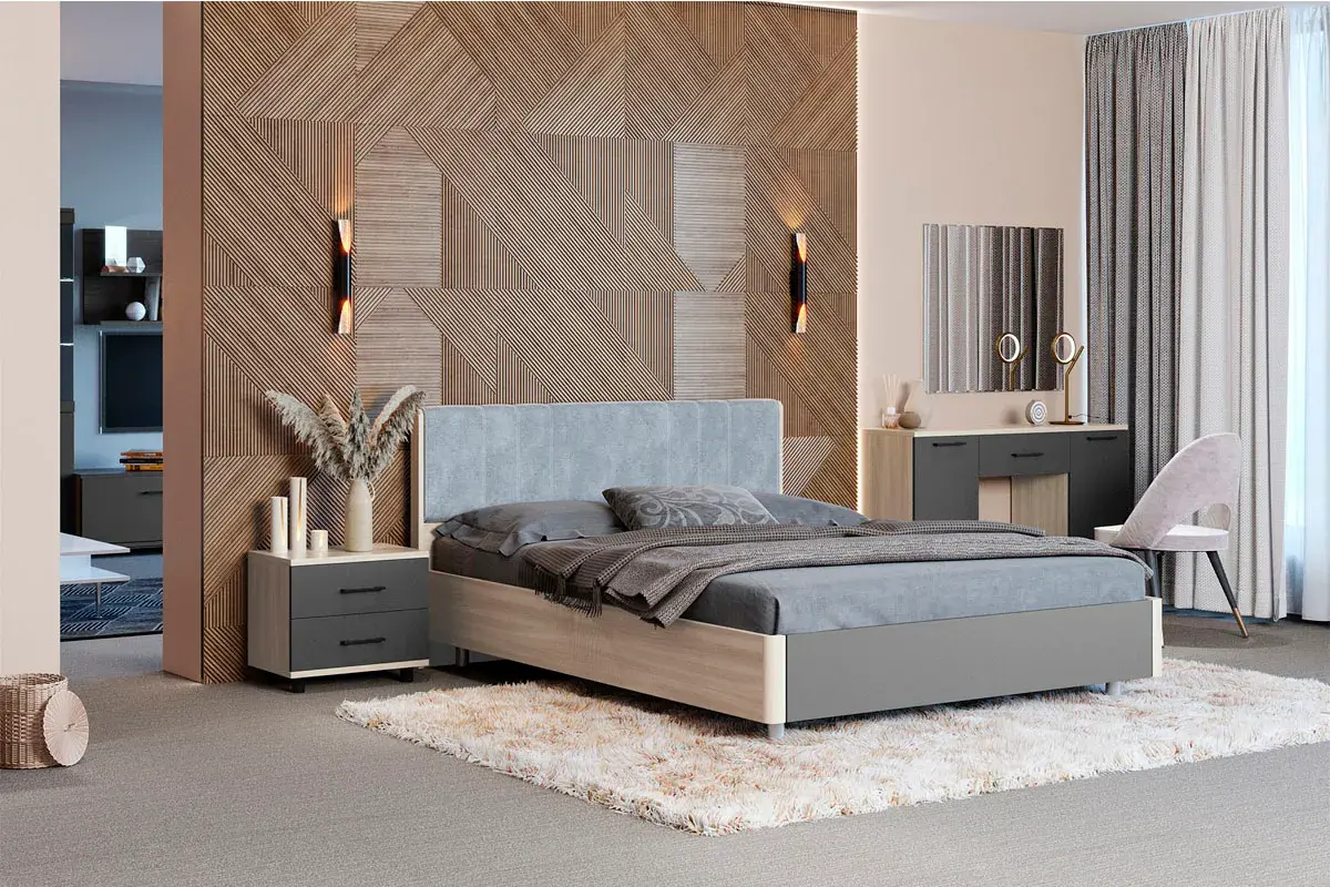 Кровать КР-5013-АС-АМ 160х200 (Ясень Асахи/Антрацит Матовый) - купить в Озерце