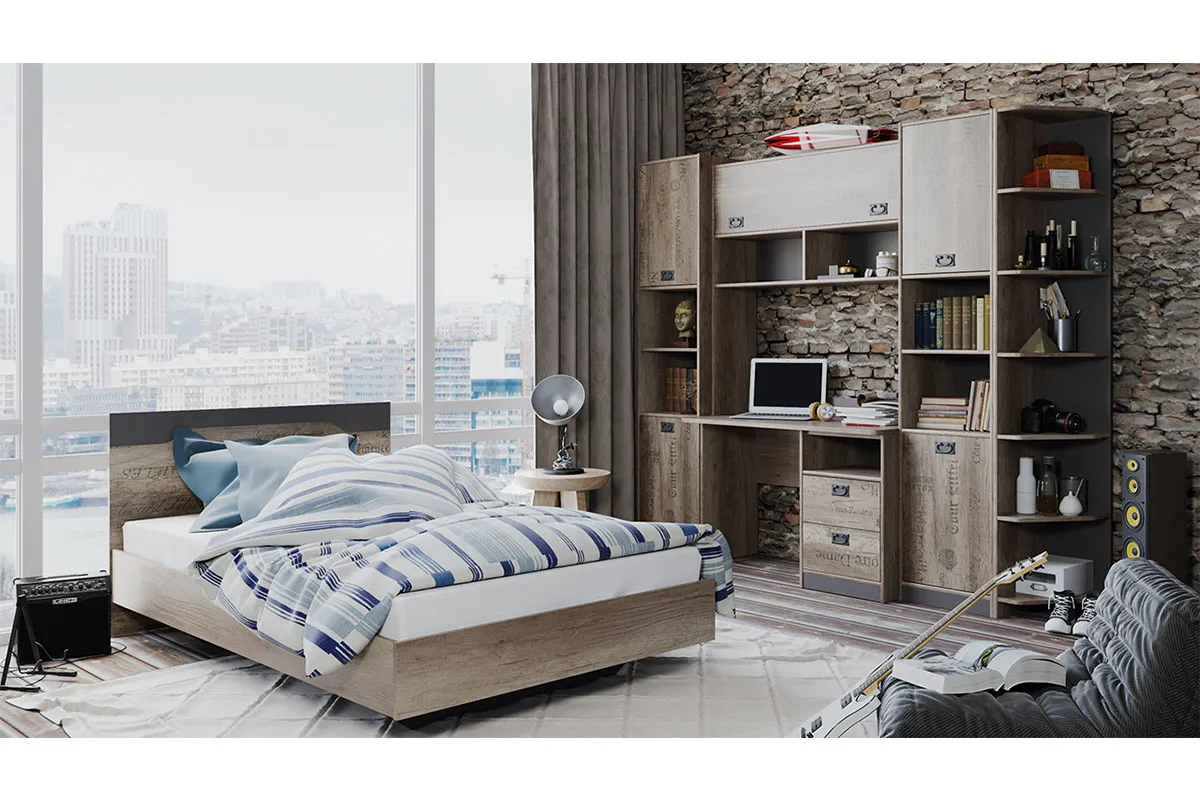 Кровать Пилигрим ТД-276.00.01 120х200 (Дуб Каньон светлый/Фон серый) - купить в Озерце