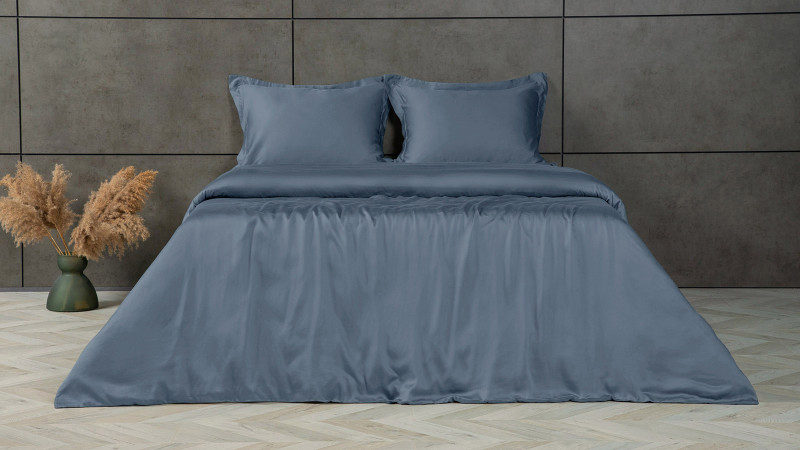 Постельное белье Comfort Solid Tencel, цвет: Синий металлик (односпал) 140x205, без простыни в мебель-центре Озерцо