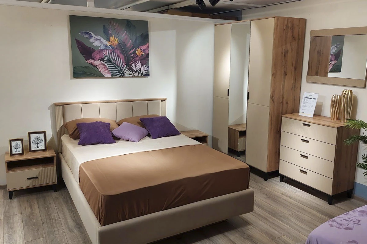 Кровать Дюна 5 с ПМ 160х200 (Дуб вотан/Каир) - купить в Озерце