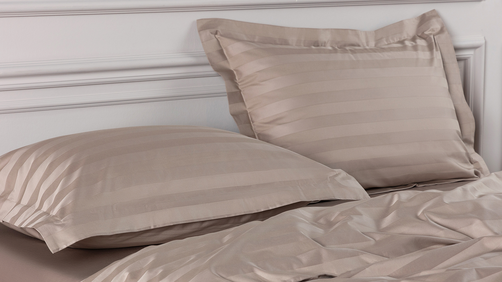 Постельное белье Askona Comfort Stripe 2.0 (евро), цвет: Кремовый 200x220, без простыни в мебель-центре Озерцо