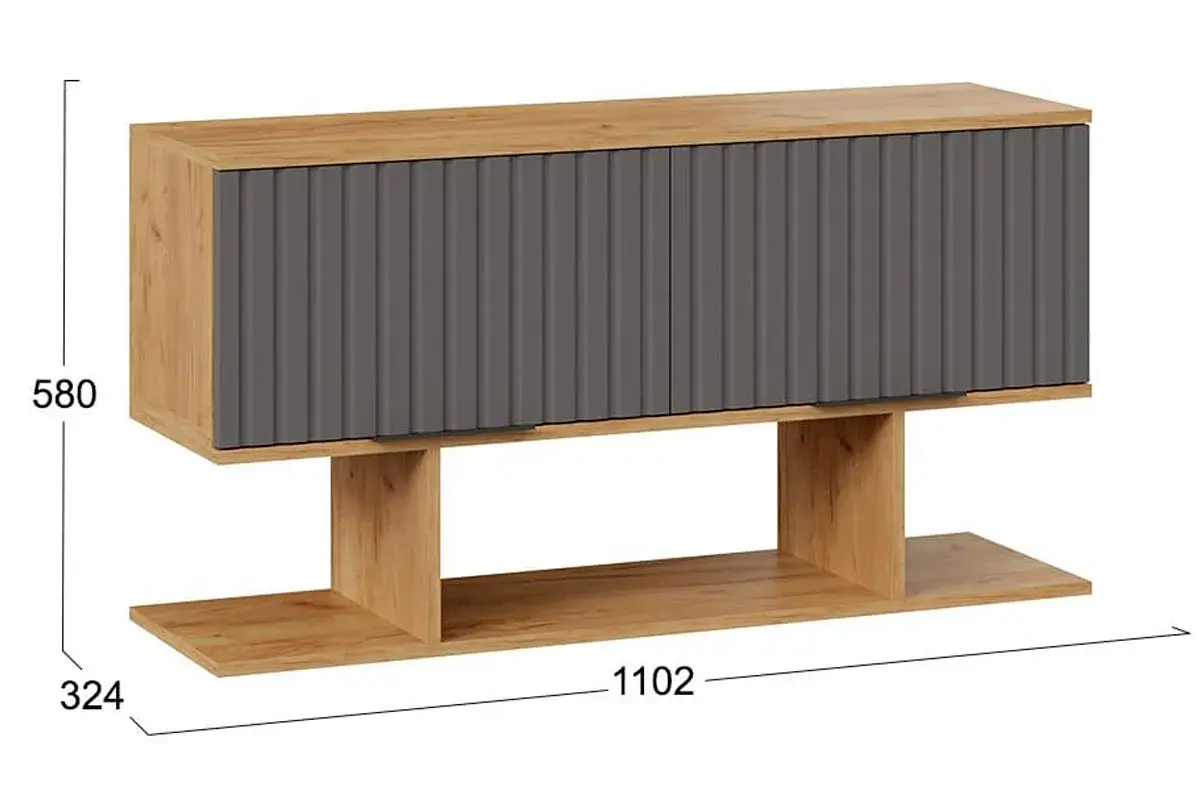 Шкаф настенный с полкой Хилтон 1100 (Дуб Крафт золотой/Графит матовый) в мебель-центре Озерцо