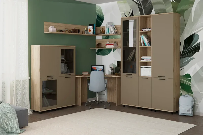 Детская Грейс композиция 6 (Гикори Джексон Светлый/Латте Матовый) — Мебель-центр Озерцо