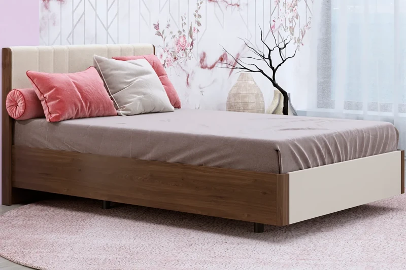 Кровать КР-5012-ГТ-КМ-В 140х200 (Гикори Джексон Темный / Кашемир Матовый / Велюр) - купить в Озерце