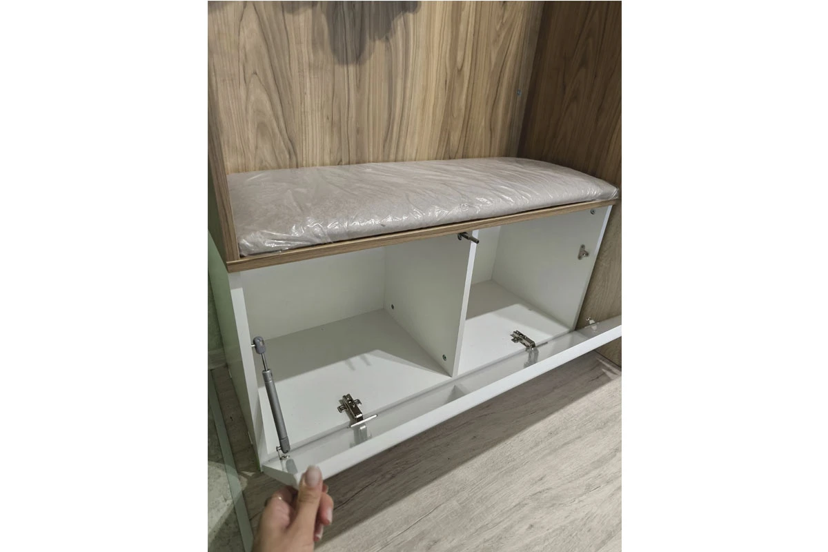 Секция с крючками Порто ТД-393.08.01 (Белый жемчуг/Яблоня беллуно/Белый софт) — Мебель-центр Озерцо