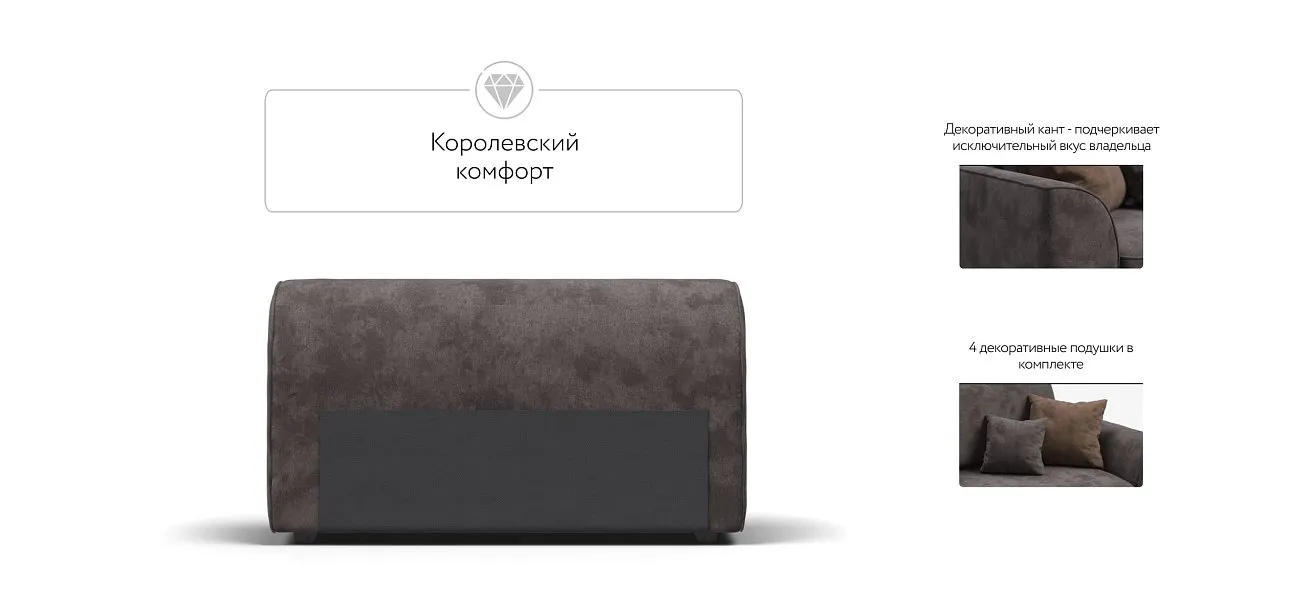Кинг Модуль подлокотник 2 шт. Велюр Алькантара серый — купить в Озерце