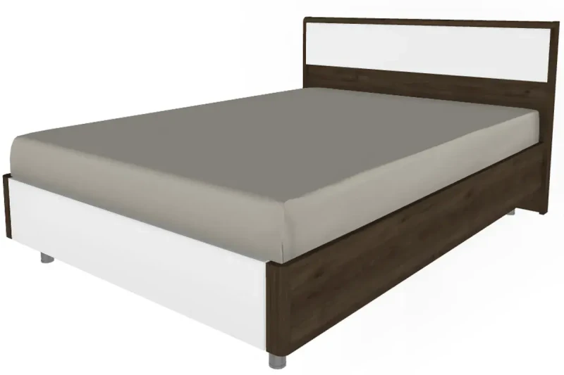Кровать КР-5002-ГТ-БГ (Гикори Джексон Темный/Белый Бриллиант Глянцевый) - купить в Озерце