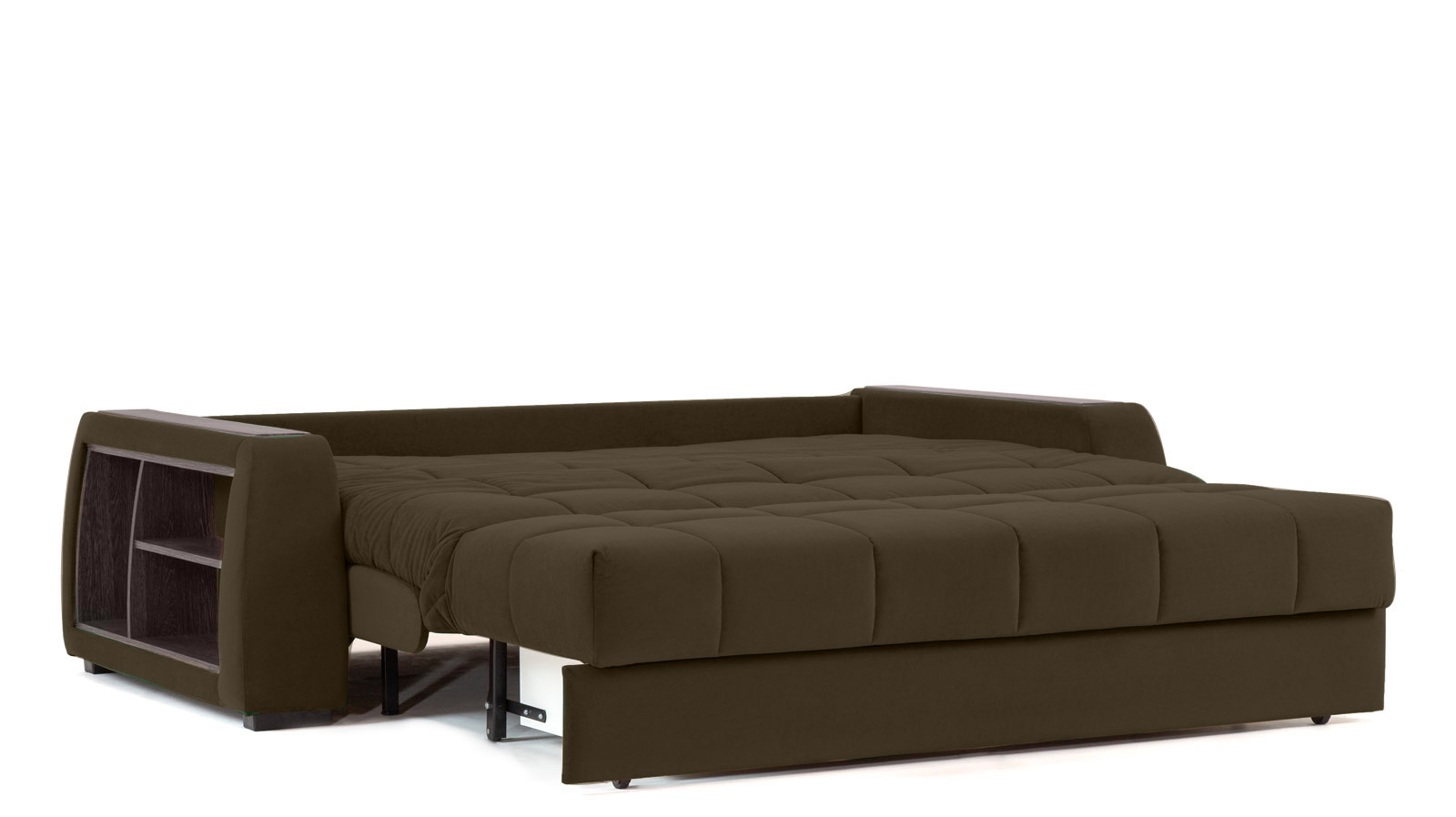 Диван - кровать Domo Pro с полками цвета венге, стежка квадрат, ткань Sky Velvet 12 160x216 — в мебель-центре Озерцо