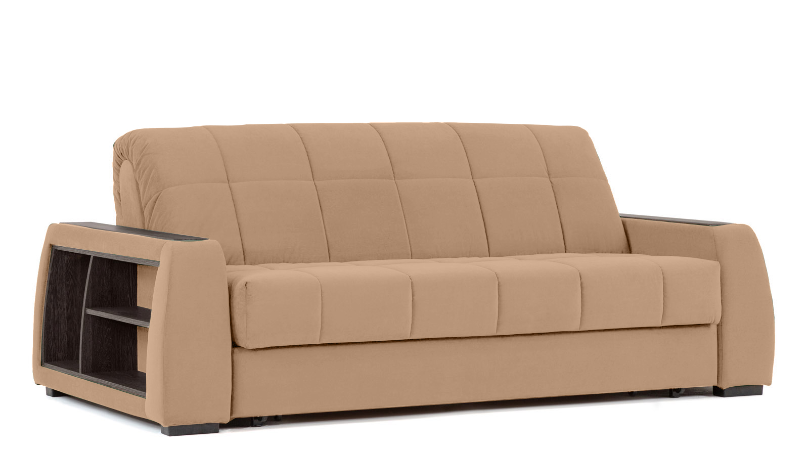 Диван - кровать Domo Pro с полками цвета венге, стежка квадрат, ткань Casanova Beige 160x216 — в мебель-центре Озерцо