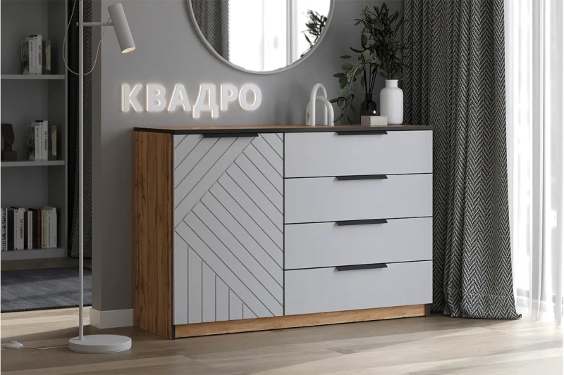 Комод Квадро №1250.2 (Дуб Вотан / Мартини) — Мебель-центр Озерцо