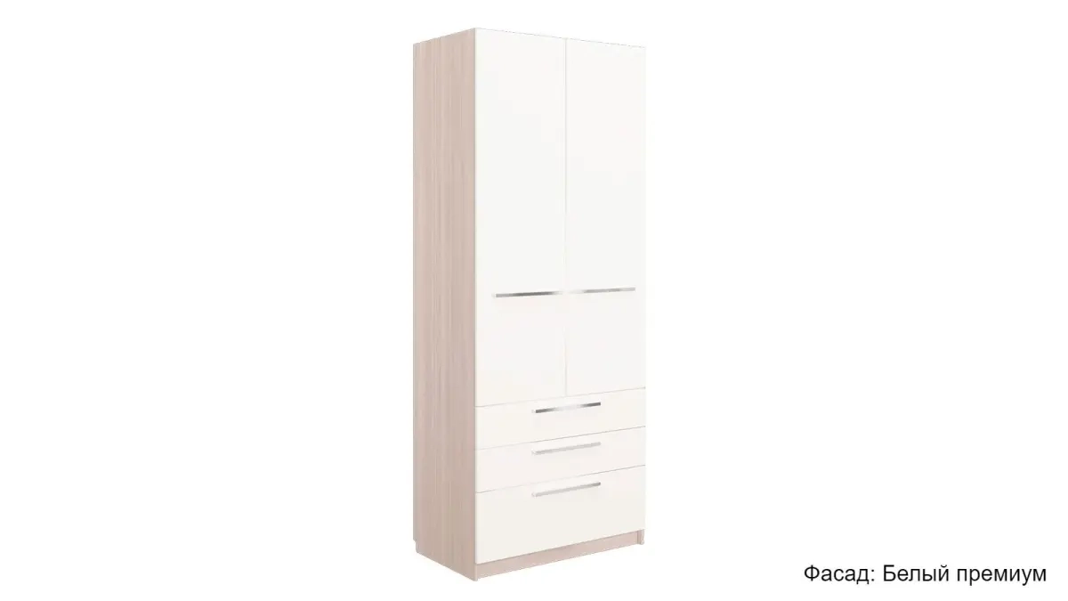 Шкаф двухдверный Noble 90 см с ящиками, цвет Ясень&Белый 53x90 — купить в Озерце