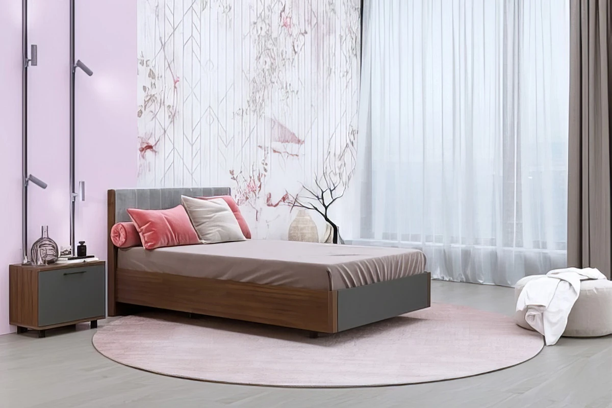 Кровать 140х200 КР-5012-ГТ-АМ (Гикори Джексон Темный/Антрацит Матовый) - купить в Озерце