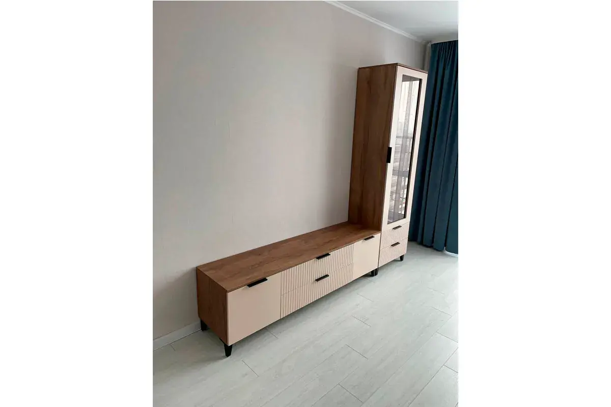 Тумба под ТВ  Тоскана с 2 дв. и 2 ящ. (Дуб табачный/Бисквит) — Мебель-центр Озерцо