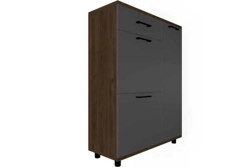 Тумба ТБ-5002-ГТ-АМ (Гикори Джексон Темный/Антрацит Матовый) — Мебель-центр Озерцо