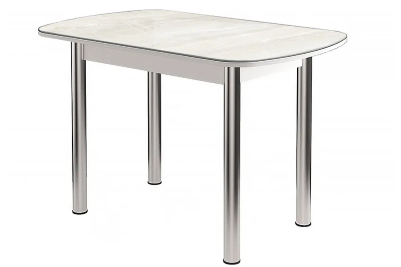 Стол обеденный Бостон Мрамор светлый (Белый / Фотопечать / Опора брифинг) - купить в Озерце