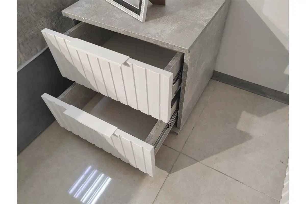 Тумба прикроватная Хилтон (Ателье светлый/Белый матовый) — Мебель-центр Озерцо