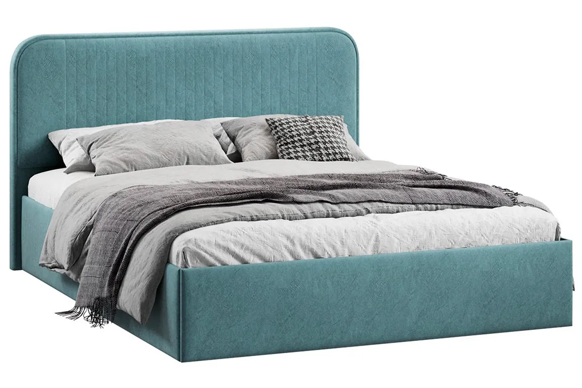 Кровать Тиффани Тип 1 с ПМ и заглушиной 160х200 (Микровелюр/Wellmart Indigo) - купить в Озерце