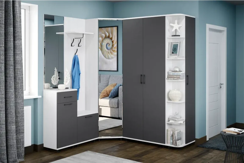 Прихожая Грейс комплект 2 (Снежный Ясень/Антрацит Матовый) - заказать на Ozerco.com Прихожая Грейс комплект 2 (Снежный Ясень/Антрацит Матовый) — Мебель-центр Озерцо