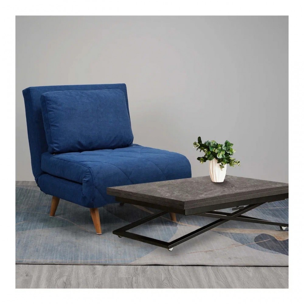 Кресло раскладное DOMM Scandy 83 синий, ноги бежевые — купить в Озерце