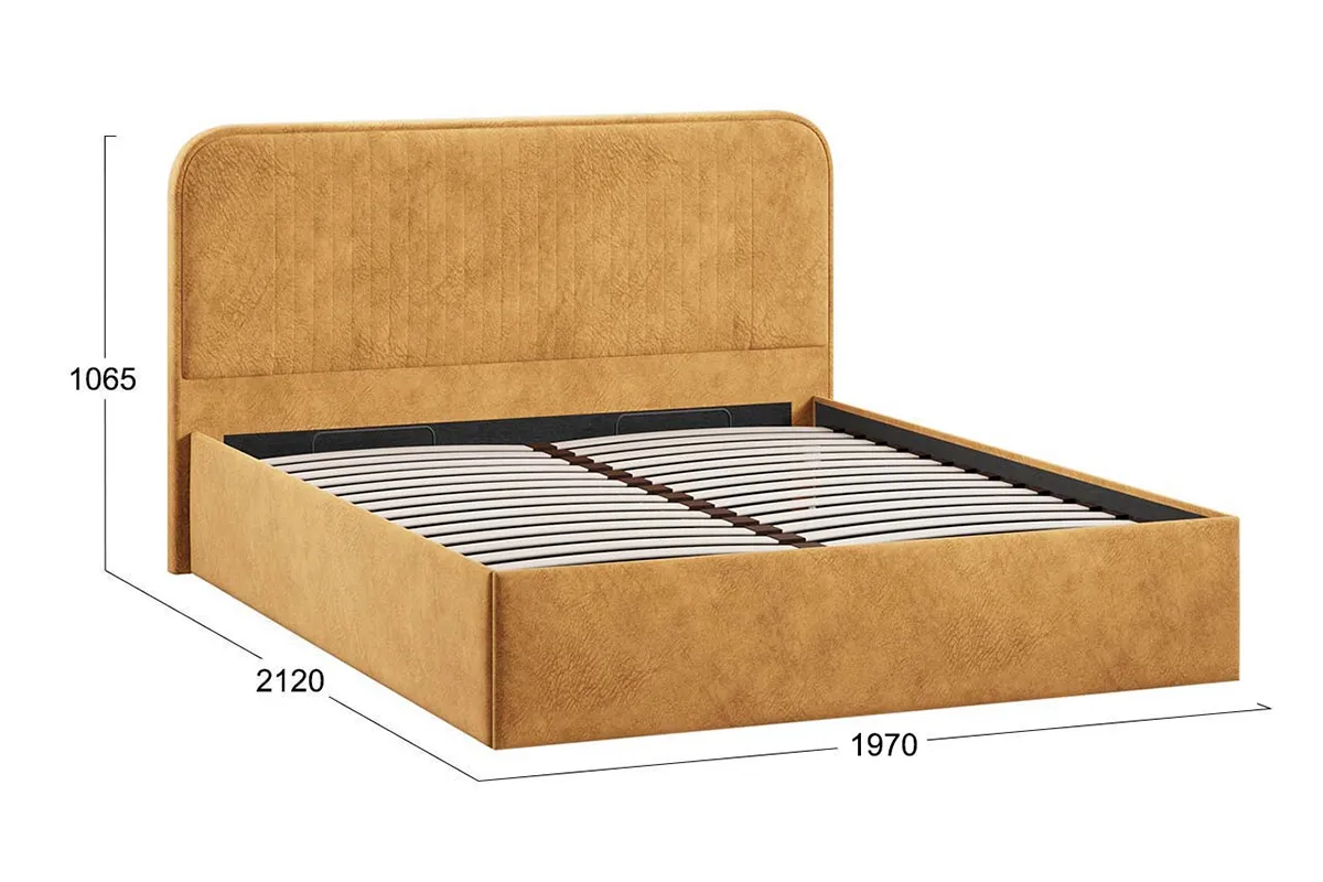 Кровать Тиффани c подъемным механизмом Тип 1 и заглушиной 180х200 (Микровелюр / Wellmart Yellow) - купить в Озерце