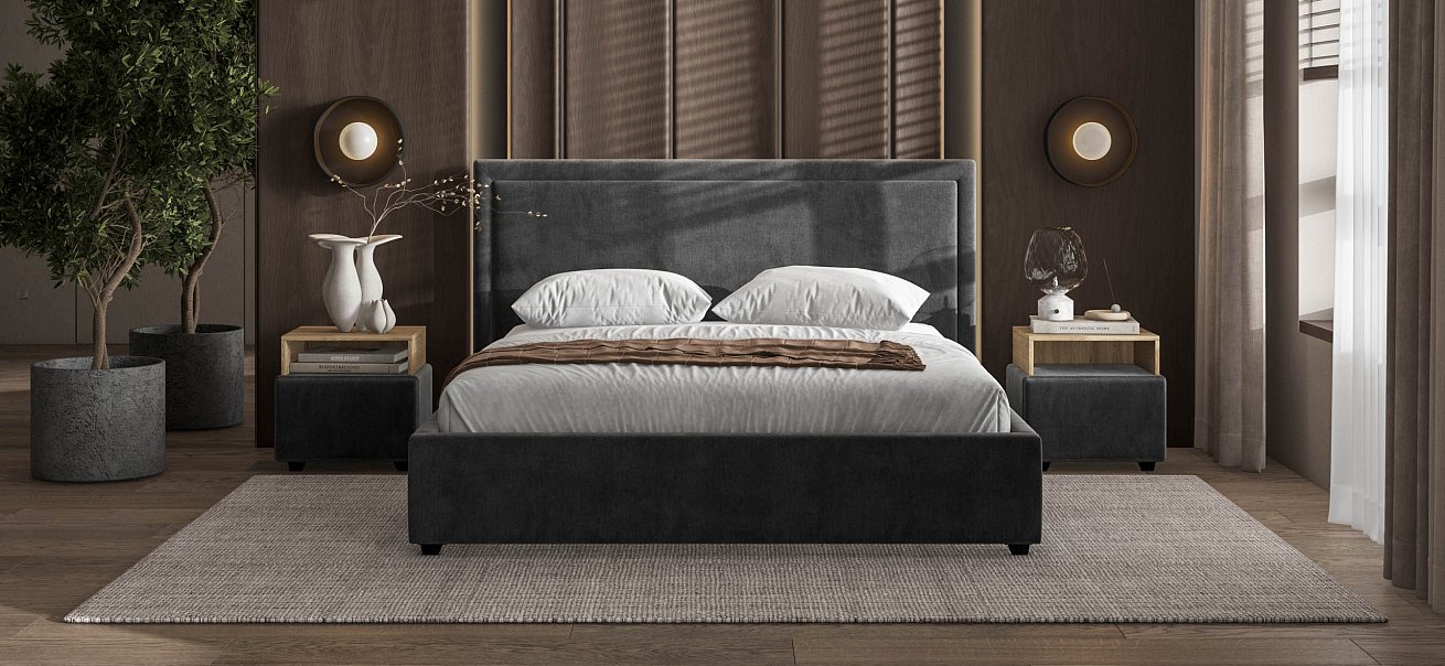 Кровать Фрея 160*200 с ПМ MONOLIT Серая - купить в Озерце