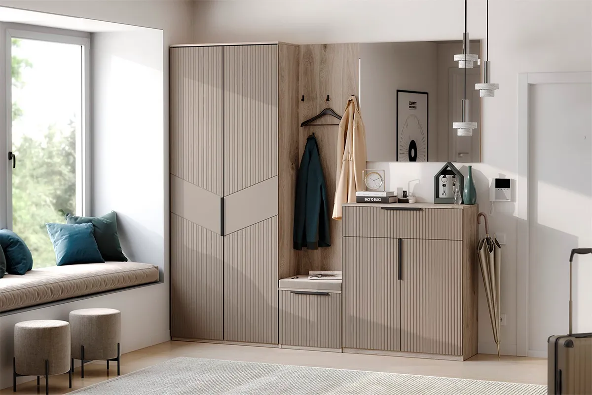 Тумба для обуви Астория 14 (Дуб кастелло серый / Грей софт) — Мебель-центр Озерцо