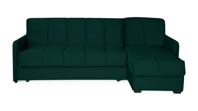 Диван угловой Domo Pro с узкими подлокотниками, стежка квадрат, ткань Sky Velvet 42 160x216 — купить в Озерце