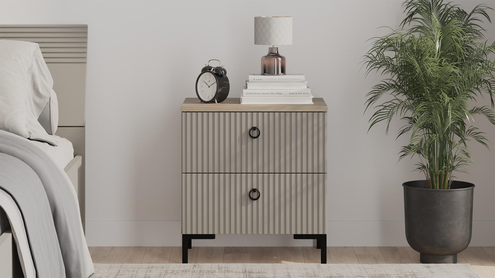 Тумба прикроватная Zima, цвет Гикори кингстон + Белый	 41x53.5 — купить в Озерце