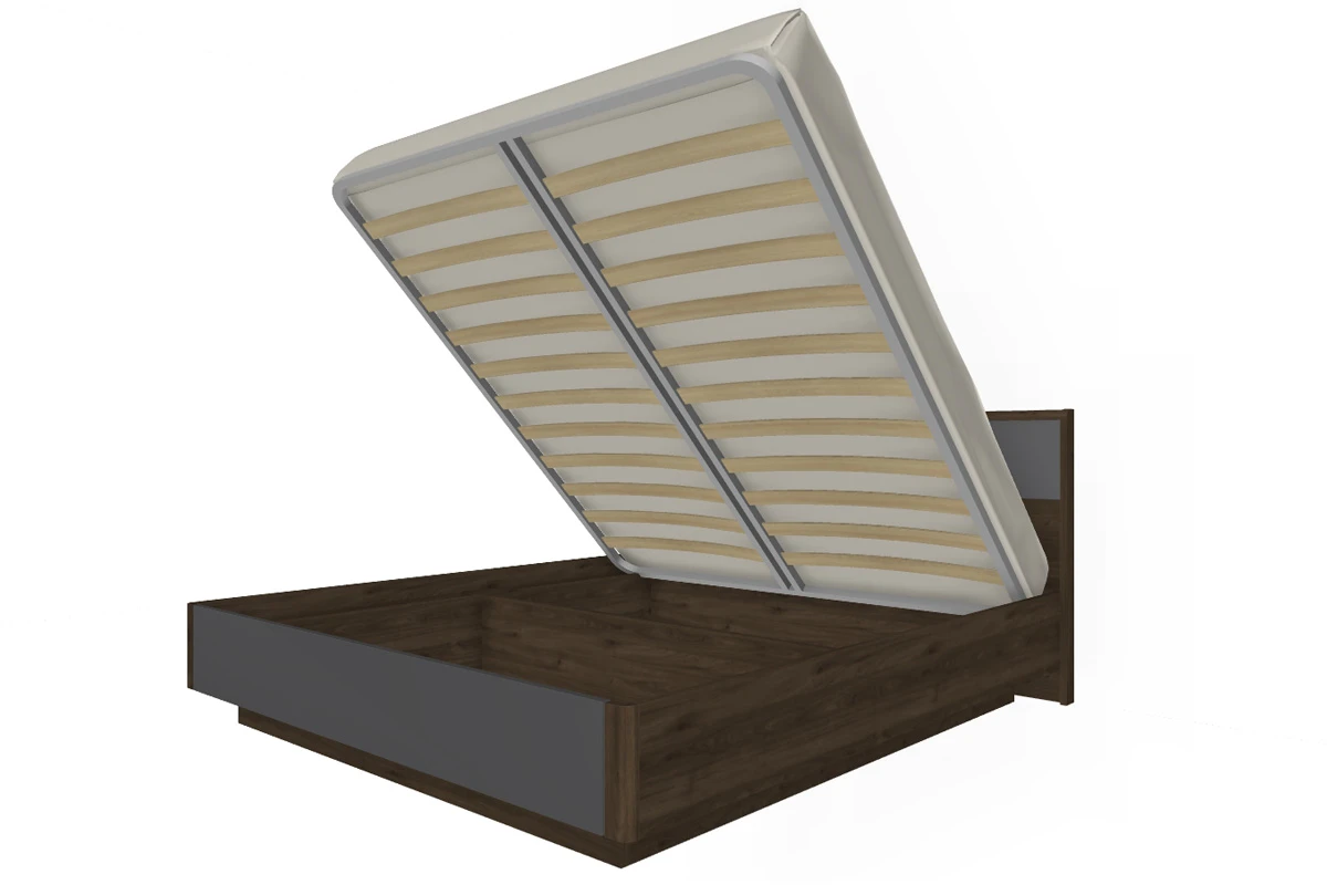 Кровать 180х200 КР-4004-ГТ-АМ (Гикори Джексон Темный/Антрацит Матовый) - купить в Озерце