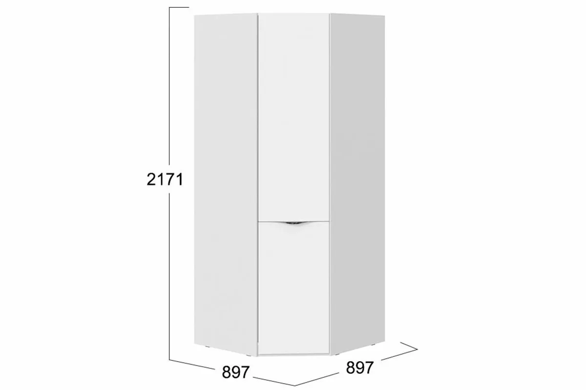 Шкаф угловой Глосс СМ-319.07.311 со стеклянной дверью (Белый глянец/Стекло) в мебель-центре Озерцо