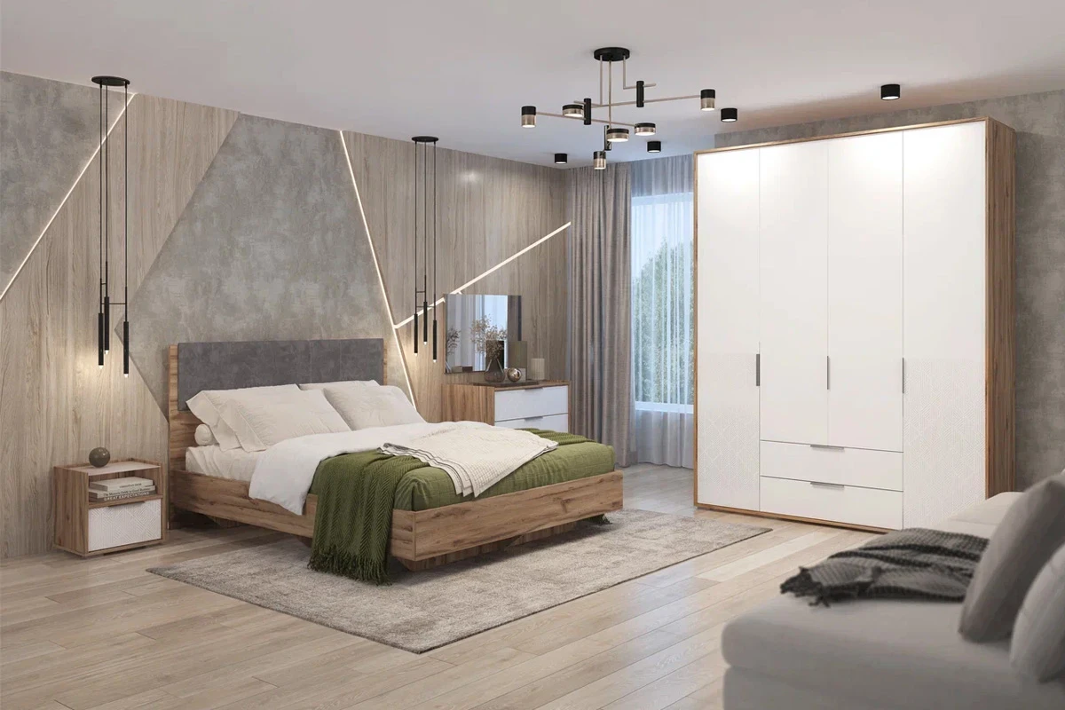 Шкаф четырехдверный Николь Мод.8 (Белый/Дуб Альпийский) в мебель-центре Озерцо