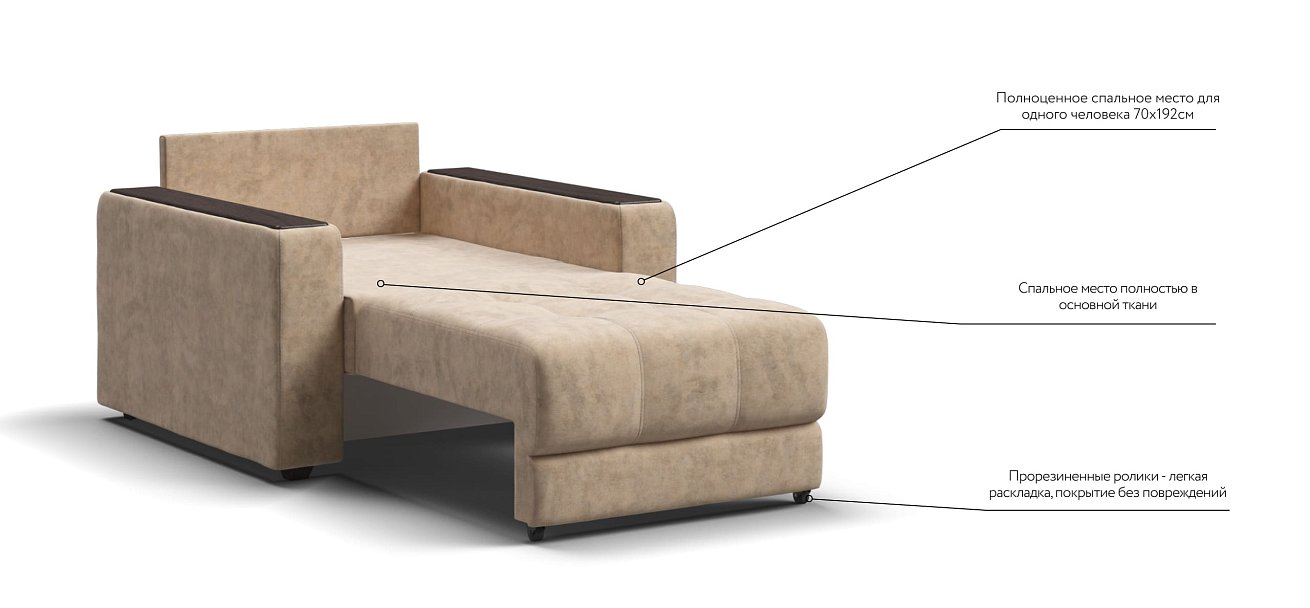 Босс кресло-кровать Велюр Роял шампань — купить в Озерце