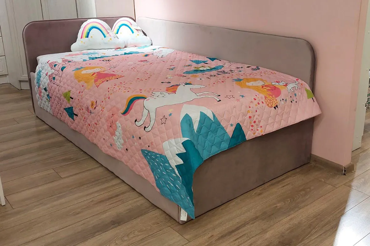 Кровать угловая Джеки с ПМ (122) 90х200 (Розовый/California 390) - купить в Озерце