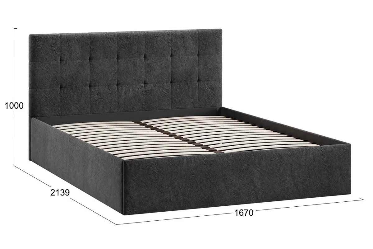 Кровать Джоли универсальная 160х200 Тип 1 (Микровелюр/Wellmart Graphite) - купить в Озерце