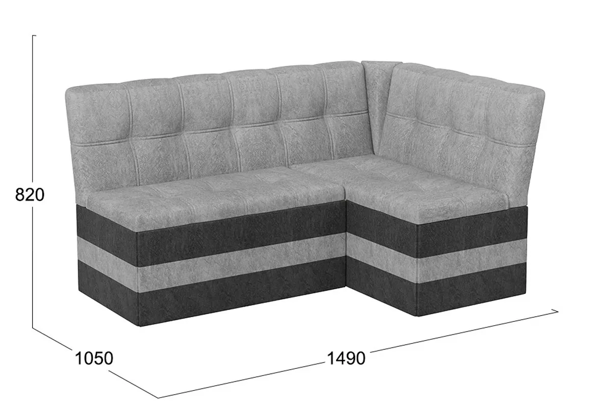 Скамья угловая Оскар Исполнение 2 (Микровелюр Wellmart Silver/Graphite) - купить в Озерце