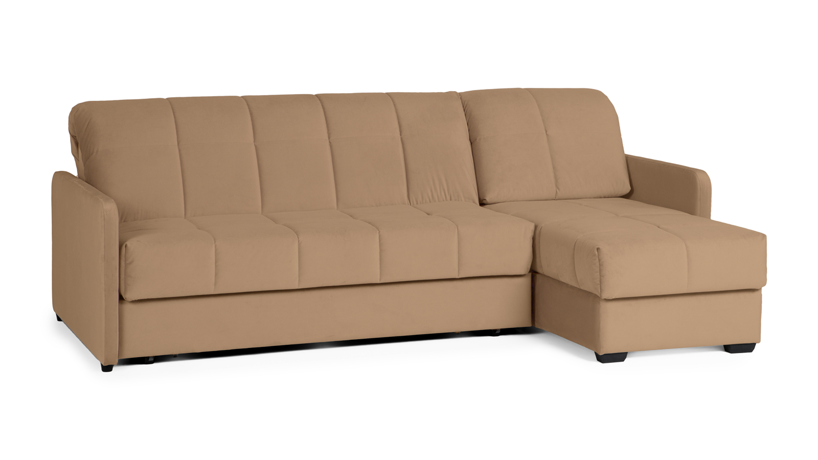 Диван угловой Domo Pro с узкими подлокотниками, стежка квадрат, ткань Casanova Beige 160x216 — купить в Озерце