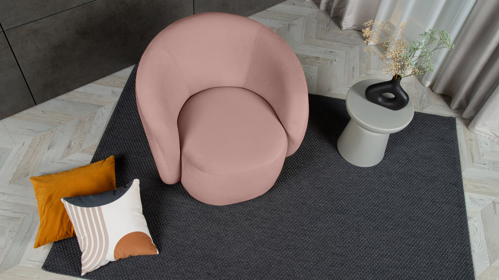 Кресло поворотное Nuage, ткань Sky Velvet 01 86x90 — купить в Озерце