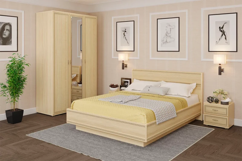 Готовый комплект для спальни СК-1009-АС (Ясень Асахи) - купить в Озерце