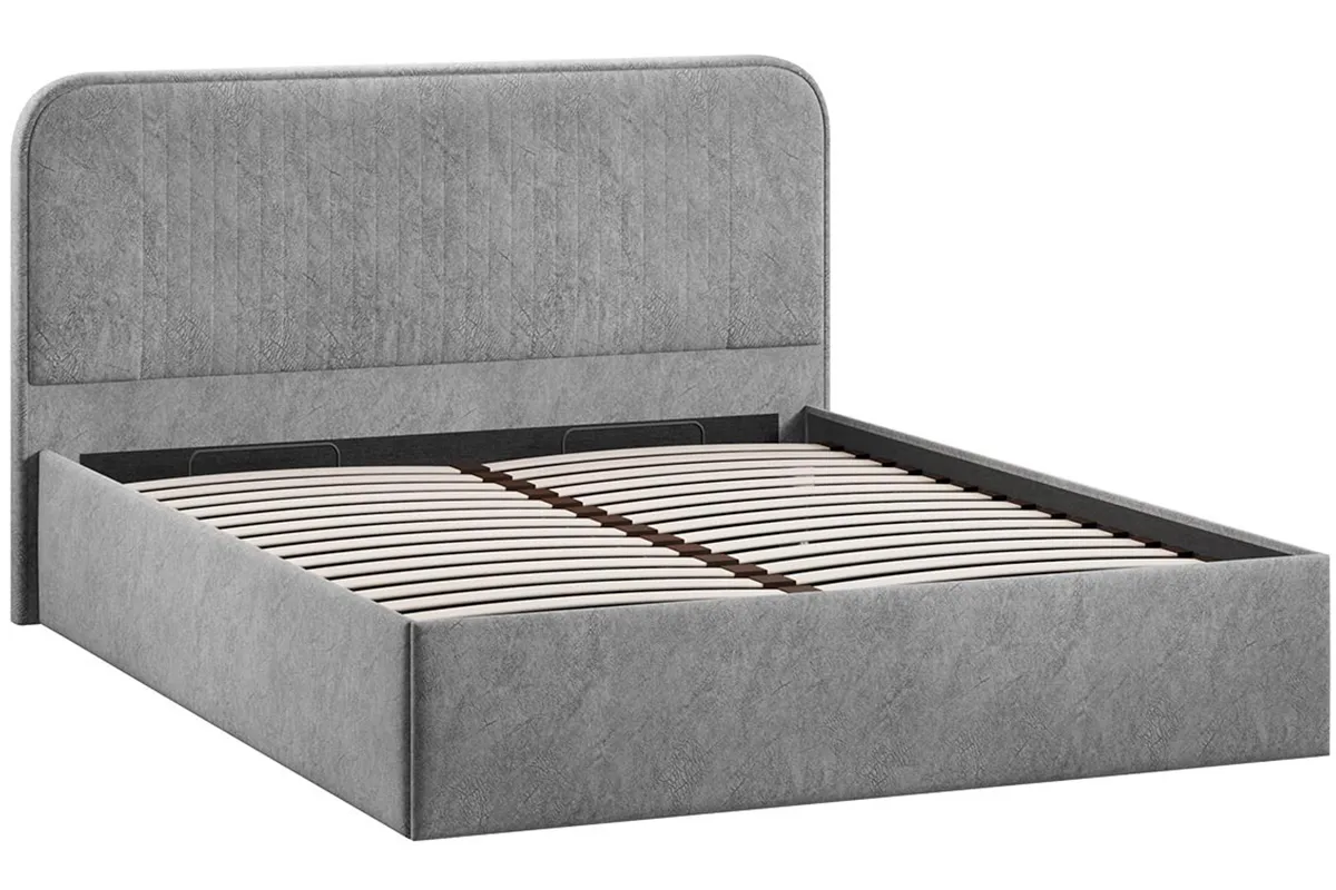 Кровать Тиффани Тип 1 с ПМ и заглушиной 160х200 (Микровелюр/Wellmart Silver) - купить в Озерце