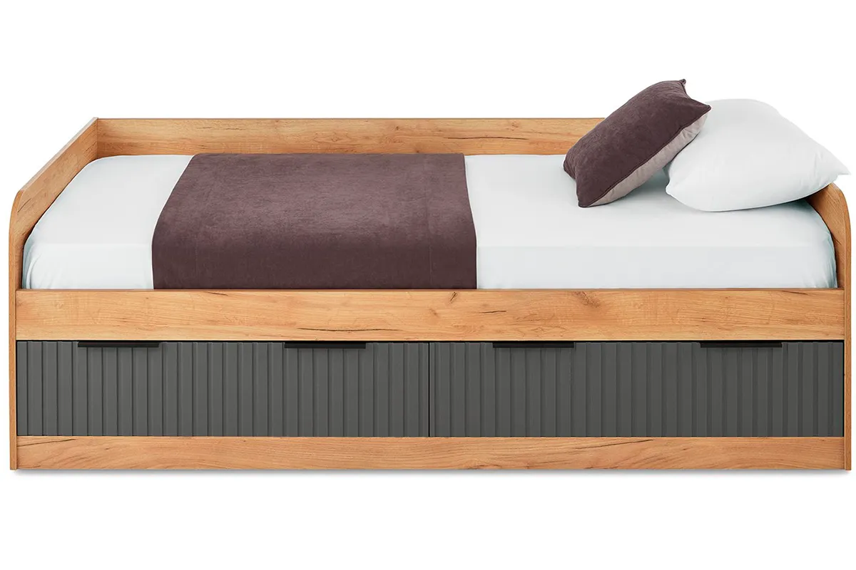 Кровать комбинированная Хилтон 90х200 Тип 1 (Дуб Крафт золотой/Графит матовый) - купить в Озерце