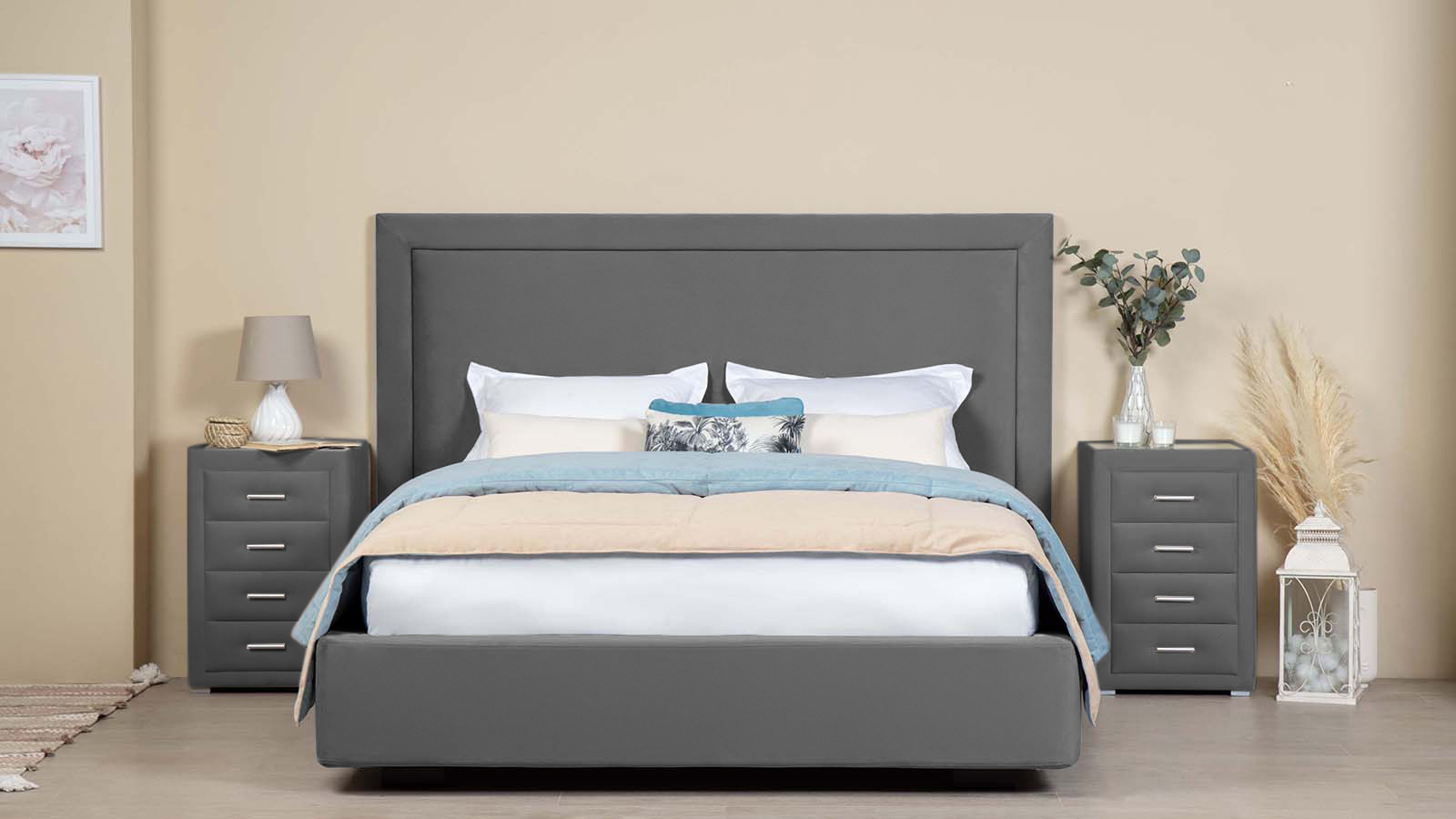 Кровать с подъемным механизмом Domenico Lux, ткань Sky Velvet 16, нога венге, 200x200 - купить в Озерце