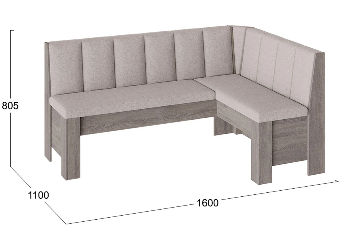 Скамья угловая Ганновер (Дуб Сонома трюфель/Рогожка Capri Бежевая) - купить в Озерце