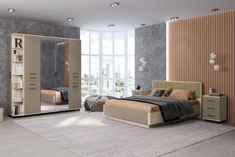Спальня Грейс комплект 1 (Ясень Асахи/Латте Матовый) - купить в Озерце